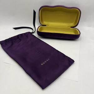 Gucci Velvet Clamshell Eyeglass Sunglass Case Purple With Dust Bag Vintage